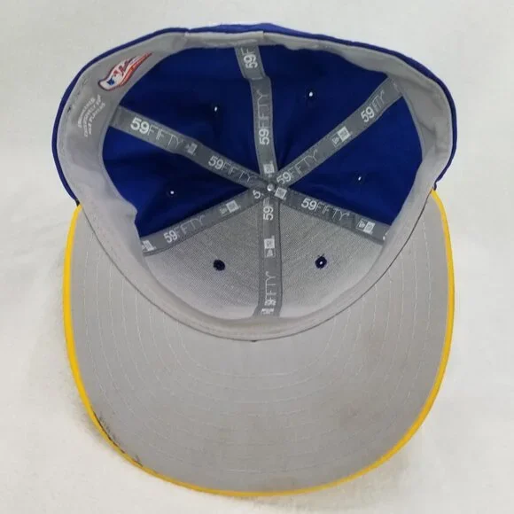 ✅New Era 59FIFTY Milwaukee Brewers Yellow Blue Authentic Baseball Hat Size 6 7/8 - Picture 3 of 9